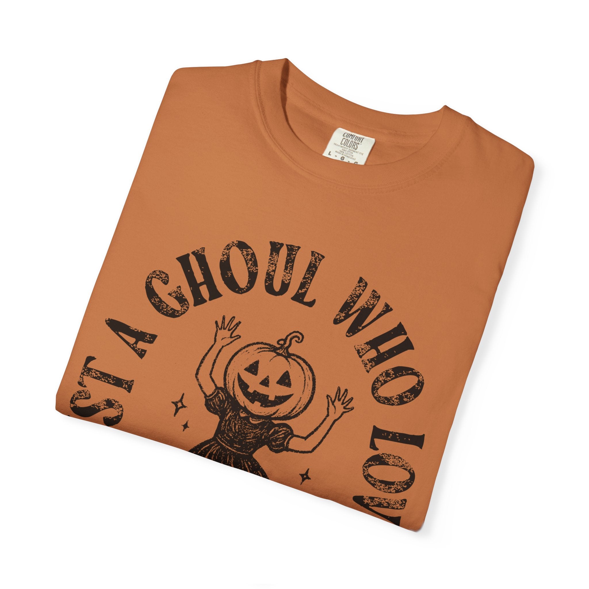 Funny Retro Style Halloween Comfort Colors T-shirt, Dancing Girl Jack O Lantern, Just a Ghoul Who Loves Halloween Shirt, Vintage Halloween