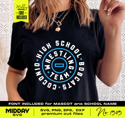 Wrestling SVG Bundle for Cricut, PNG DIY Design Template with Font, Ideal for Custom Wrestling Team Shirts, SVG for Silhouette