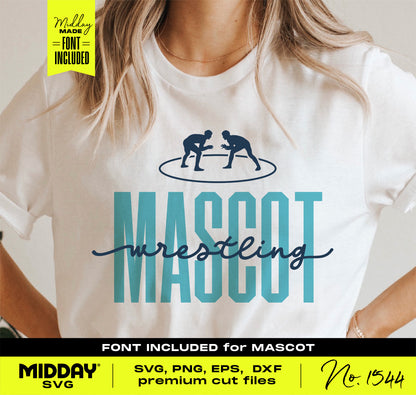 Wrestling Svg Bundle T-shirt with Mascot Design, Wrestling Team Template, Includes Font for Cricut and Silhouette, DIY Shirt Svg