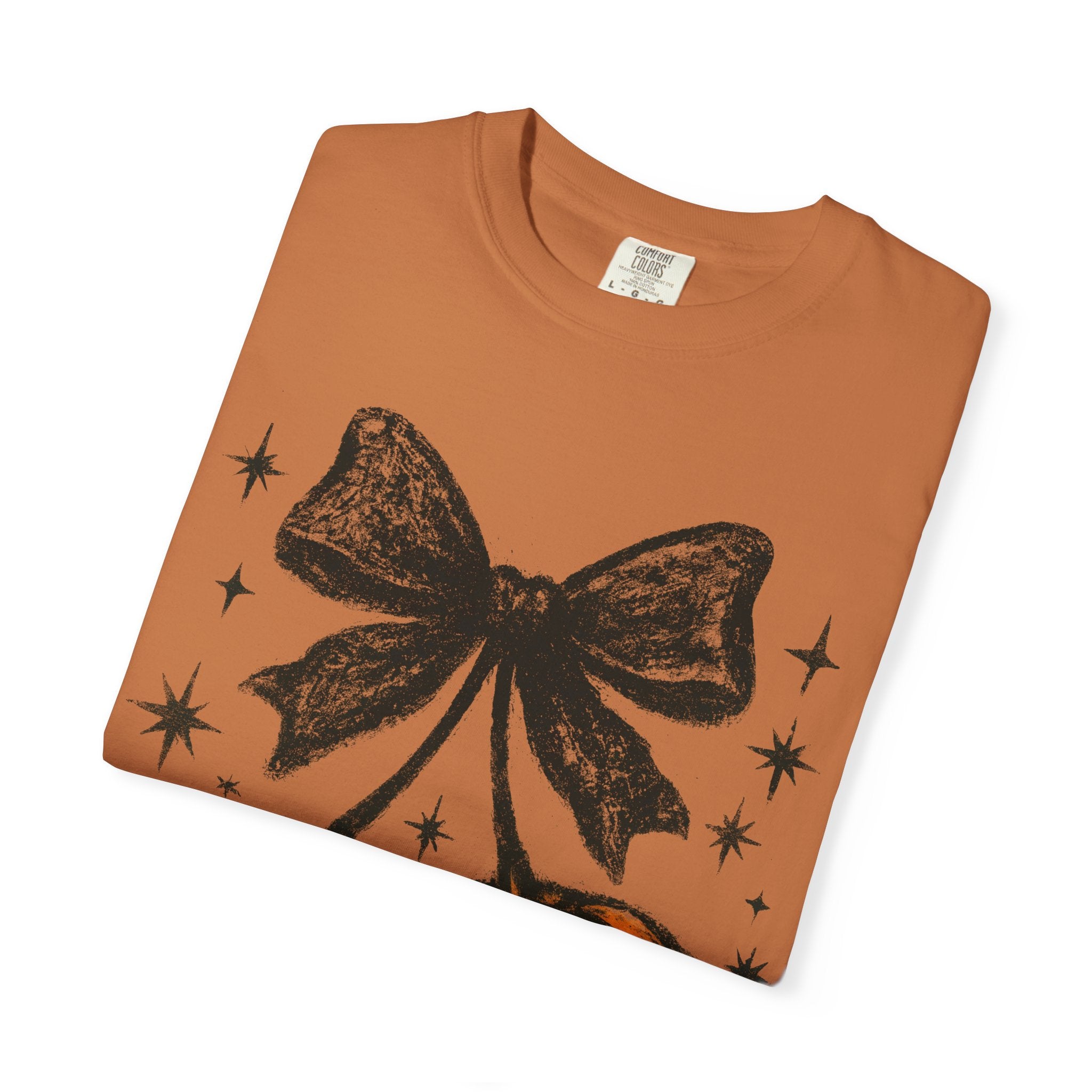 Cherries Pumpkin Comfort Colors® T-shirt, Halloween Jack O Lantern Gift, Fall Coquette Bow, Pumpkin Season Shirt, Cozy Autumn Tee