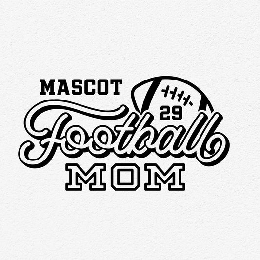 Football Mom Team Template SVG with a football graphic and number 29 for customizable shirts, decals, and more.