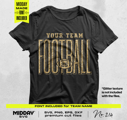 Customizable football shirt design with "Your Team" text in gold, perfect for personalized sports apparel and crafting projects.