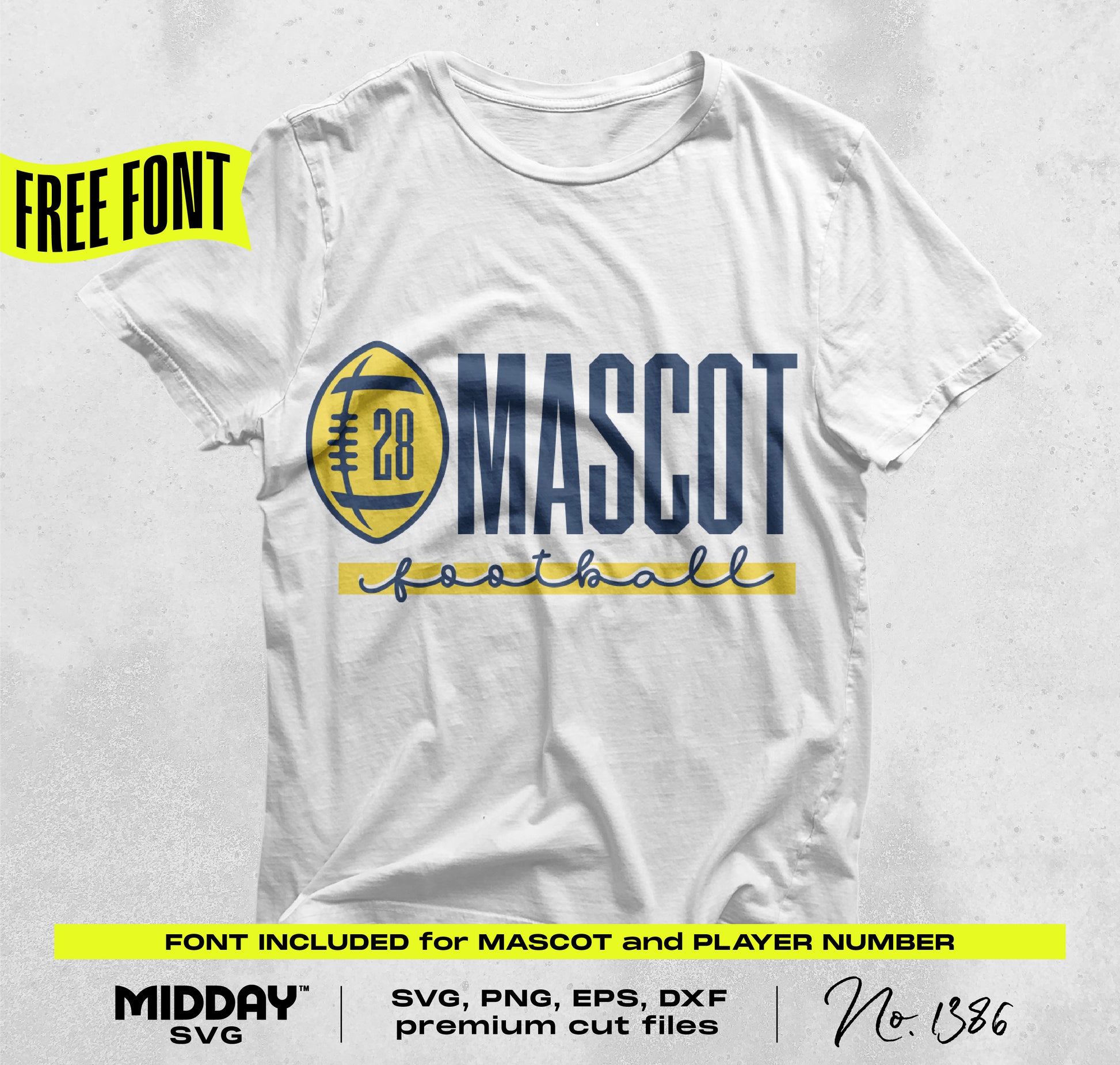 Football SVG PNG bundle V6 with customizable mascot shirt design and free font included.