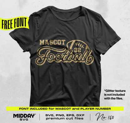Football SVG PNG bundle V6 shirt design with customizable mascot and player number, showcasing sporty flair and team spirit decor.