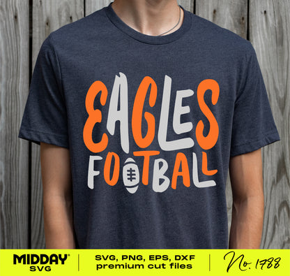 Hand lettered Eagles Football shirt design for digital download, featuring bold lettering perfect for customizable fanwear.