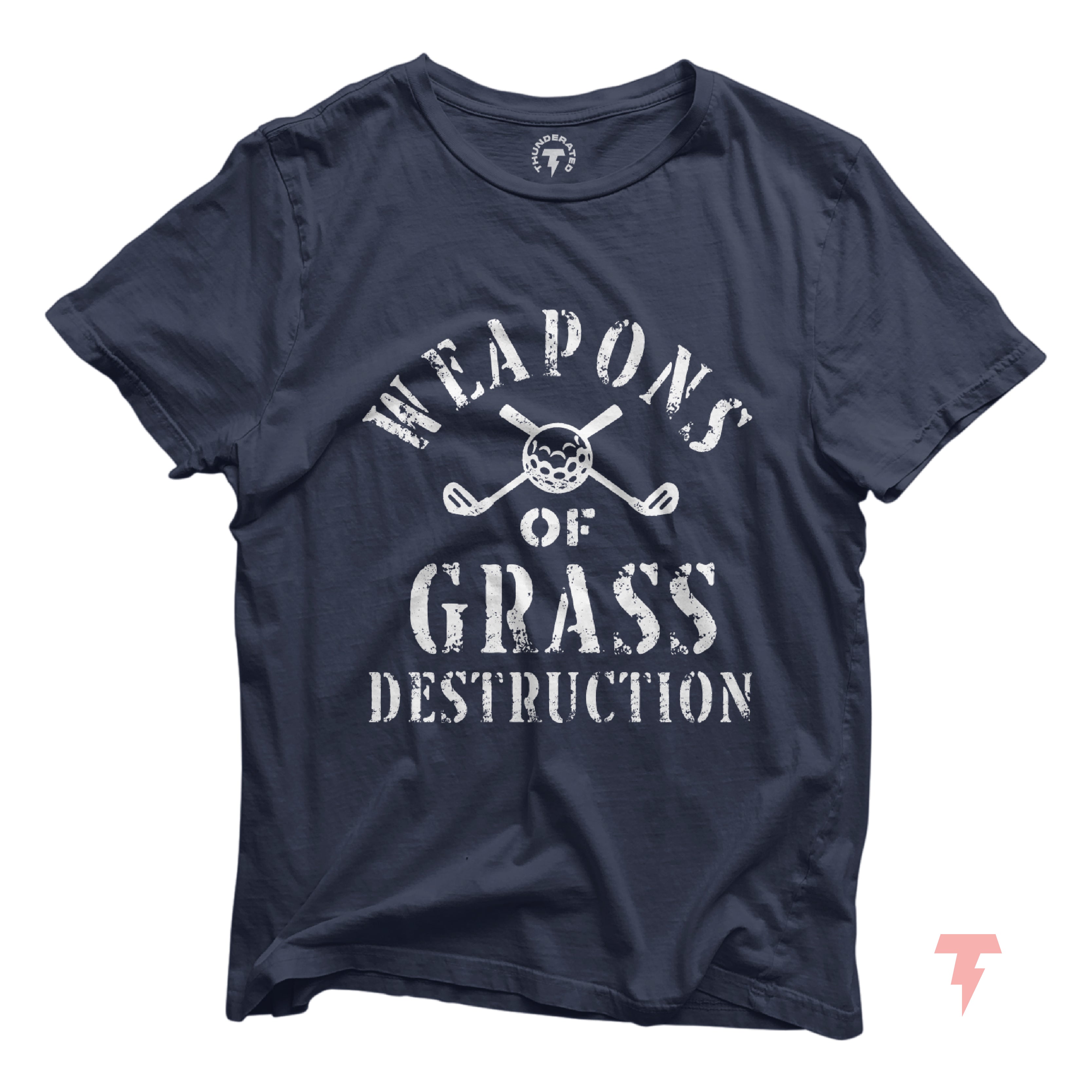 a navy t - shirt that says weapons of grass destruction