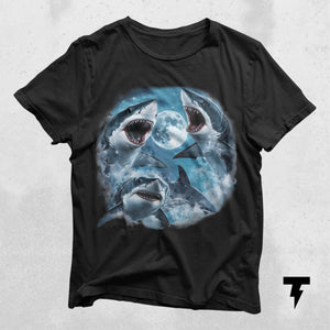 Shark Moon Vintage Style Graphic T-shirt,