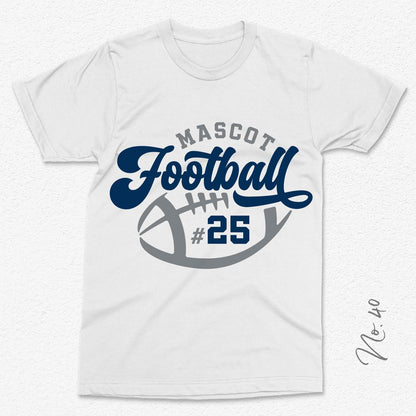 Customizable football team t-shirt template featuring mascot and player number with SVG, PNG, DXF, EPS formats included.