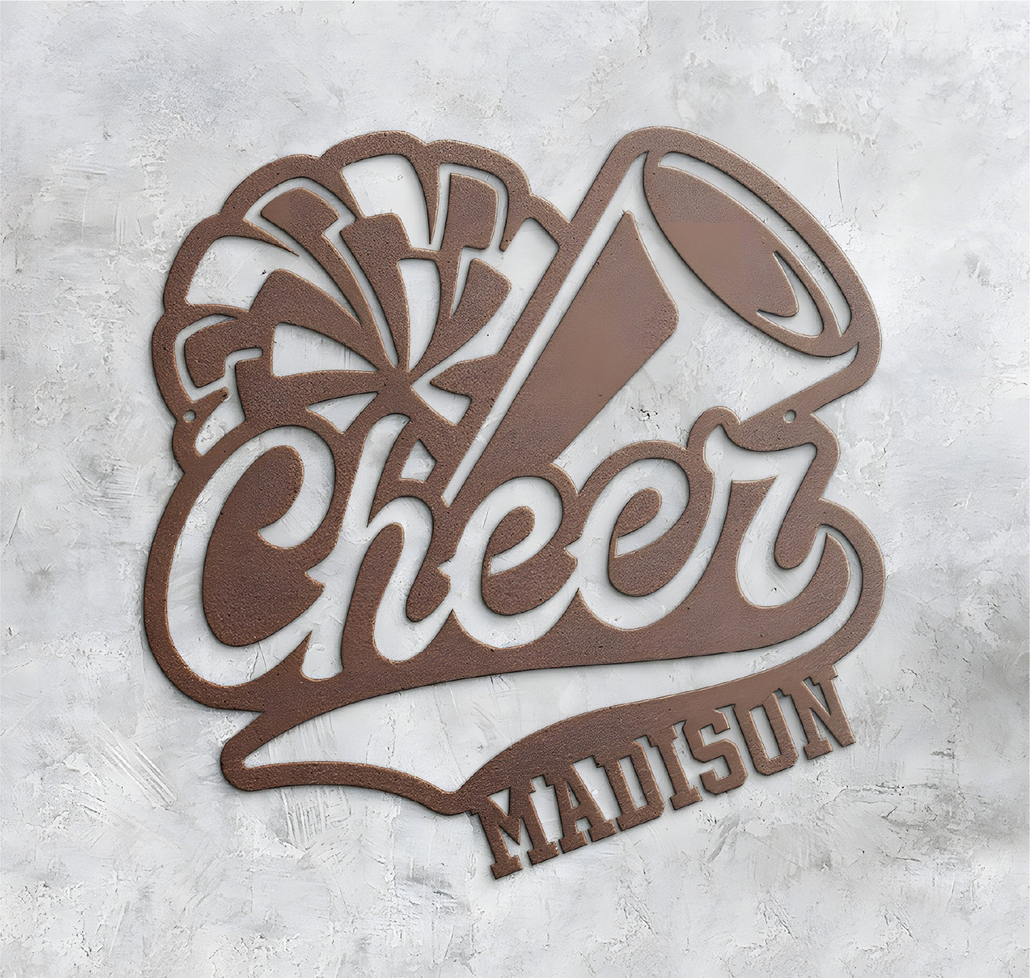 Customizable Name Cheer Sign With Pom Pom and Megaphone