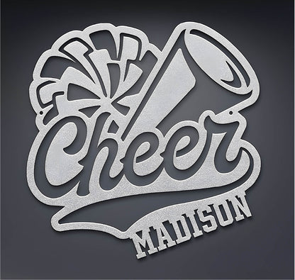 Customizable Name Cheer Sign With Pom Pom and Megaphone