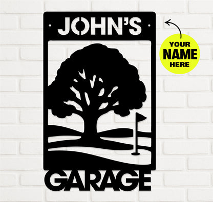 Golf Garage Sign, Customizable with Name