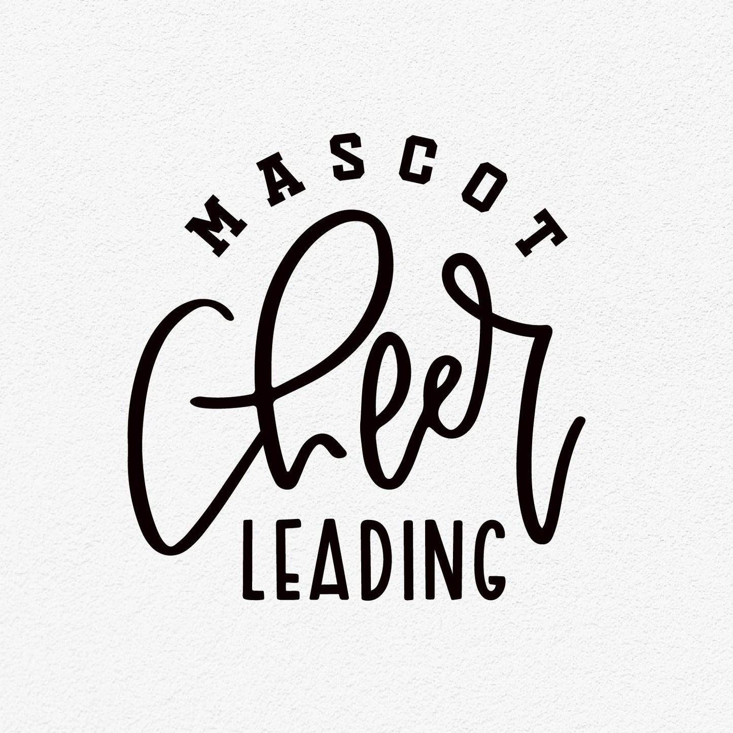 Mascot Cheerleading Template logo with stylish black lettering, ideal for customizable team designs and vibrant cheerleading events.
