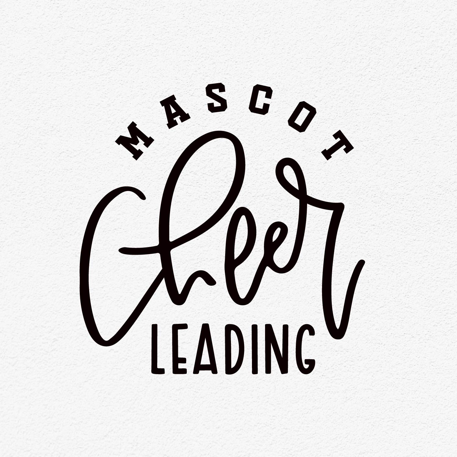 Mascot Cheerleading Template logo with stylish black lettering, ideal for customizable team designs and vibrant cheerleading events.