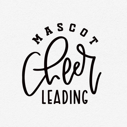 Mascot Cheerleading Template logo with stylish black lettering, ideal for customizable team designs and vibrant cheerleading events.