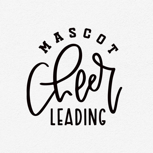 Mascot Cheerleading Template logo with stylish black lettering, ideal for customizable team designs and vibrant cheerleading events.