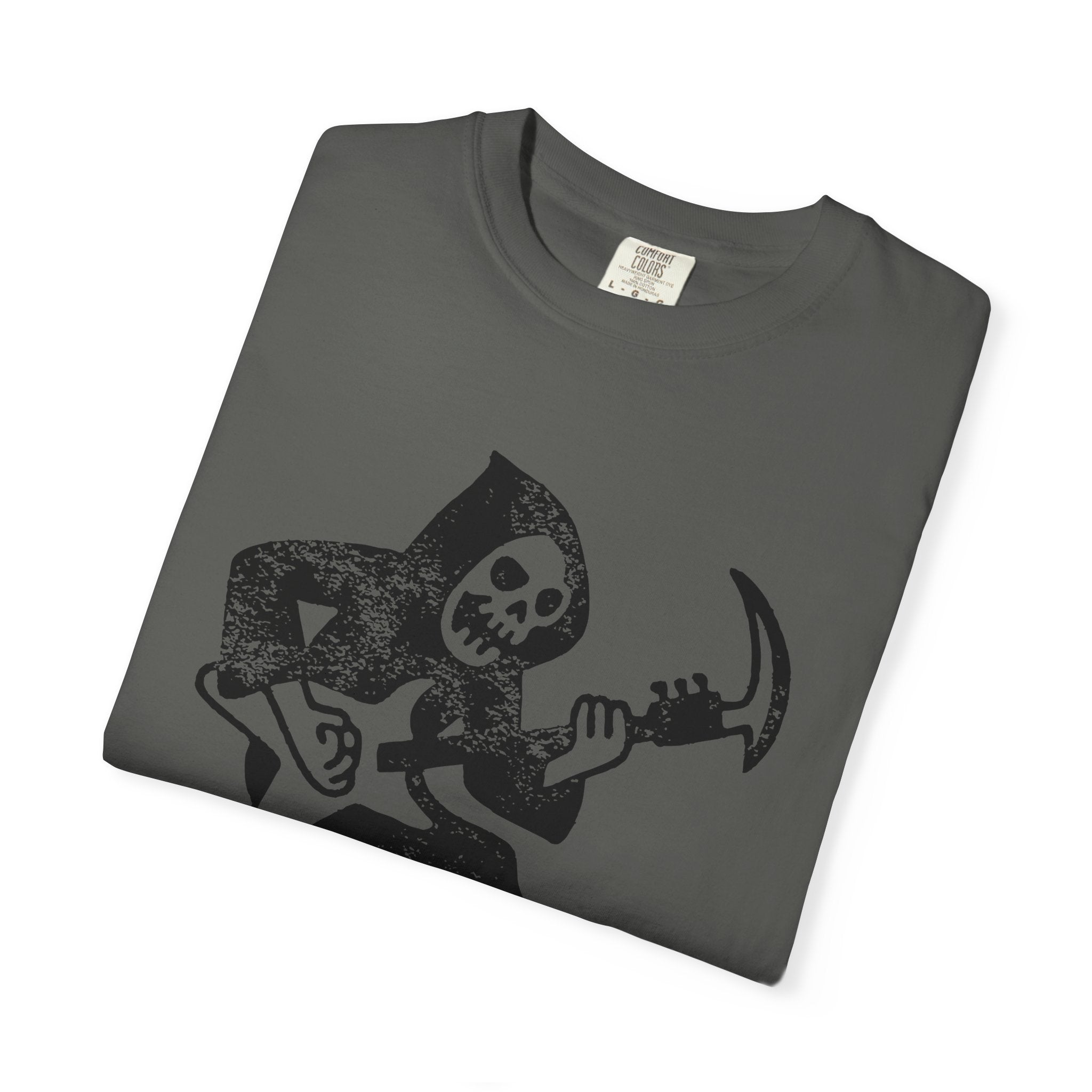 Grim Reaper Guitar Tee, Funny Halloween Unisex Shirt, Rocker T-shirt, Halloween Graphic Tee, Music Lover Gift, Halloween Costume Shirt