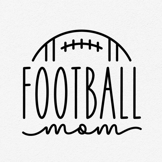 Football Mom design with a stylized football illustration, ideal for showcasing support and spirit for football-playing children.