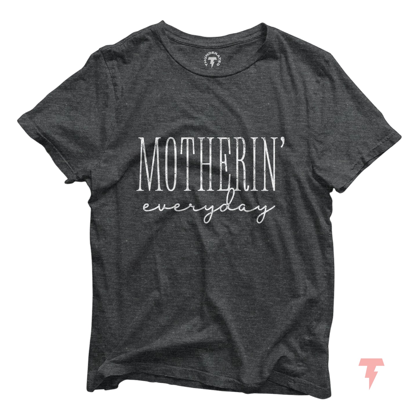 Funny 'Motherin' Everyday' mom t-shirt, perfect baby shower gift for mom, made of breathable cotton, casual fit, black with white print.