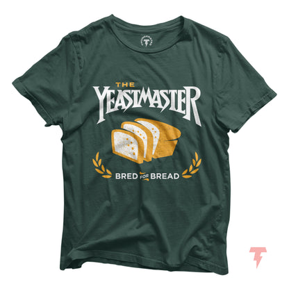 Yeastmaster funny bread baking shirt with bread illustration, perfect gift for bakers, pastry chefs, and baking enthusiasts.