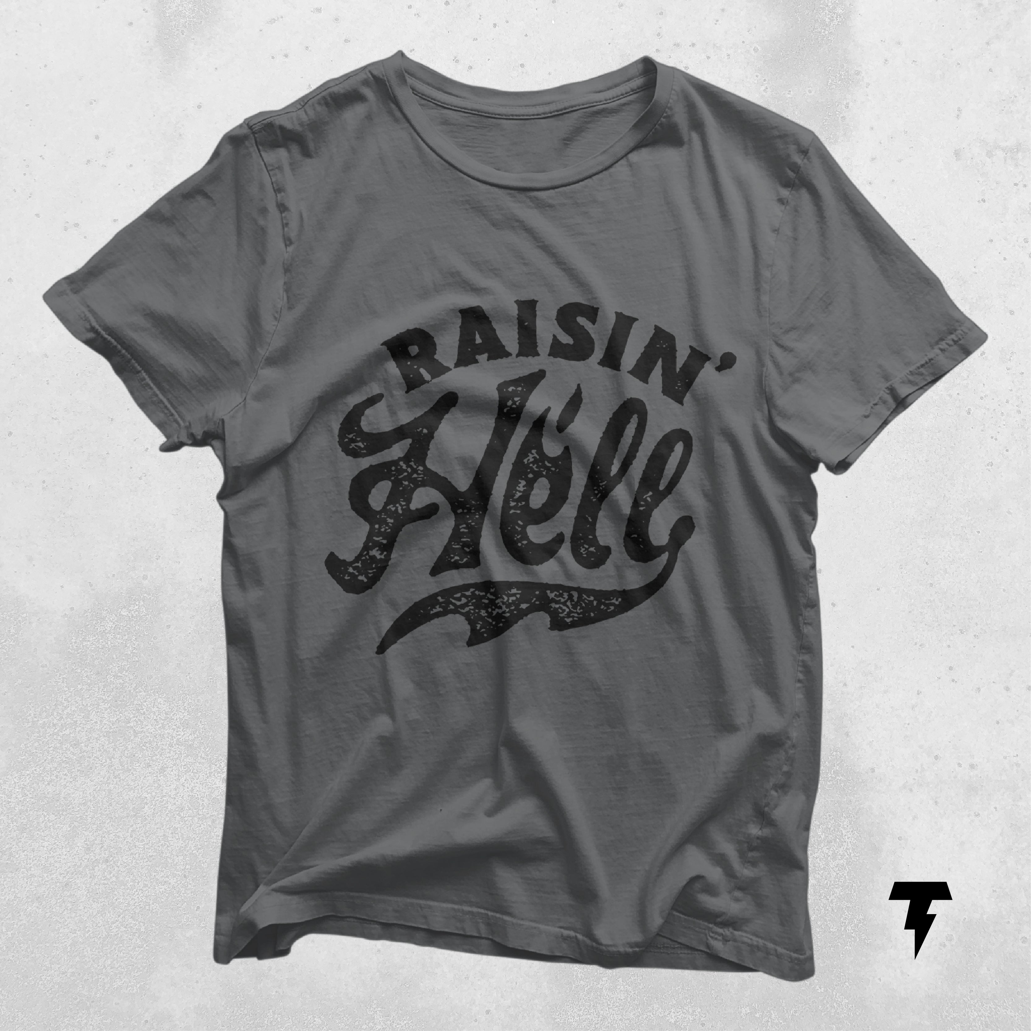 a gray t - shirt with the words raisin's hello on it