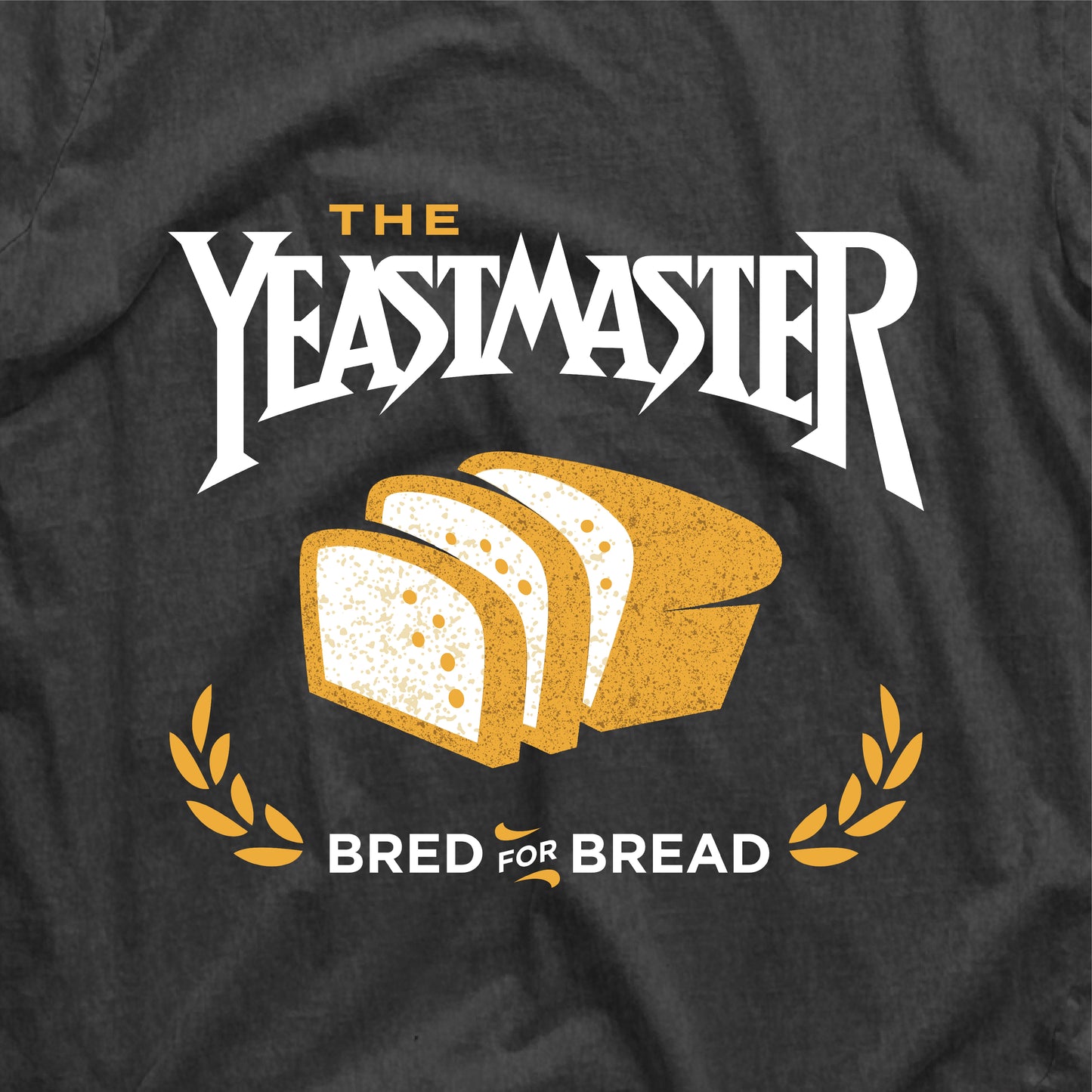 Yeastmaster funny bread baking shirt with bread illustration, perfect for bakers and pastry chefs, black tee for baking enthusiasts.