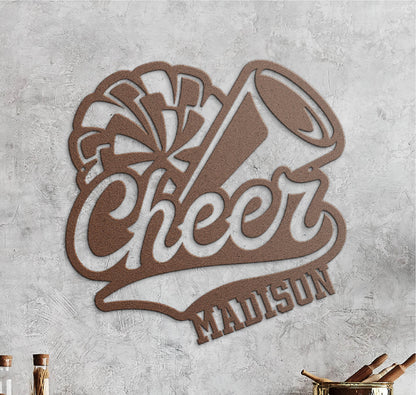 Customizable Name Cheer Sign With Pom Pom and Megaphone
