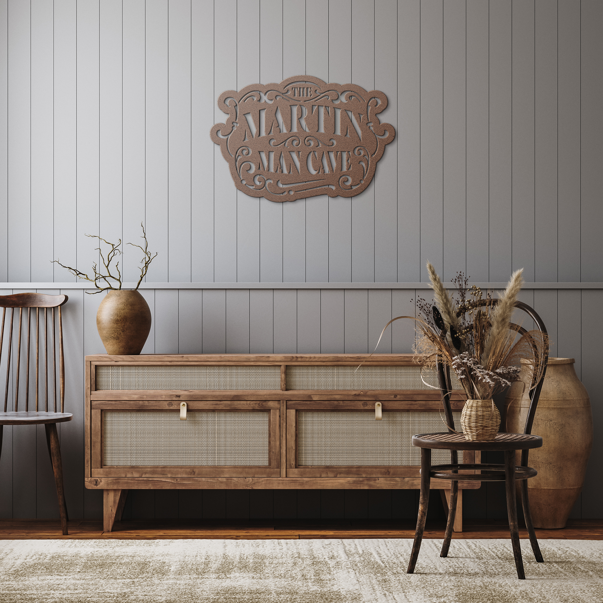 Customizable_Man_Cave_Sign_Copper_Rustic_Hallway_Mockup.png