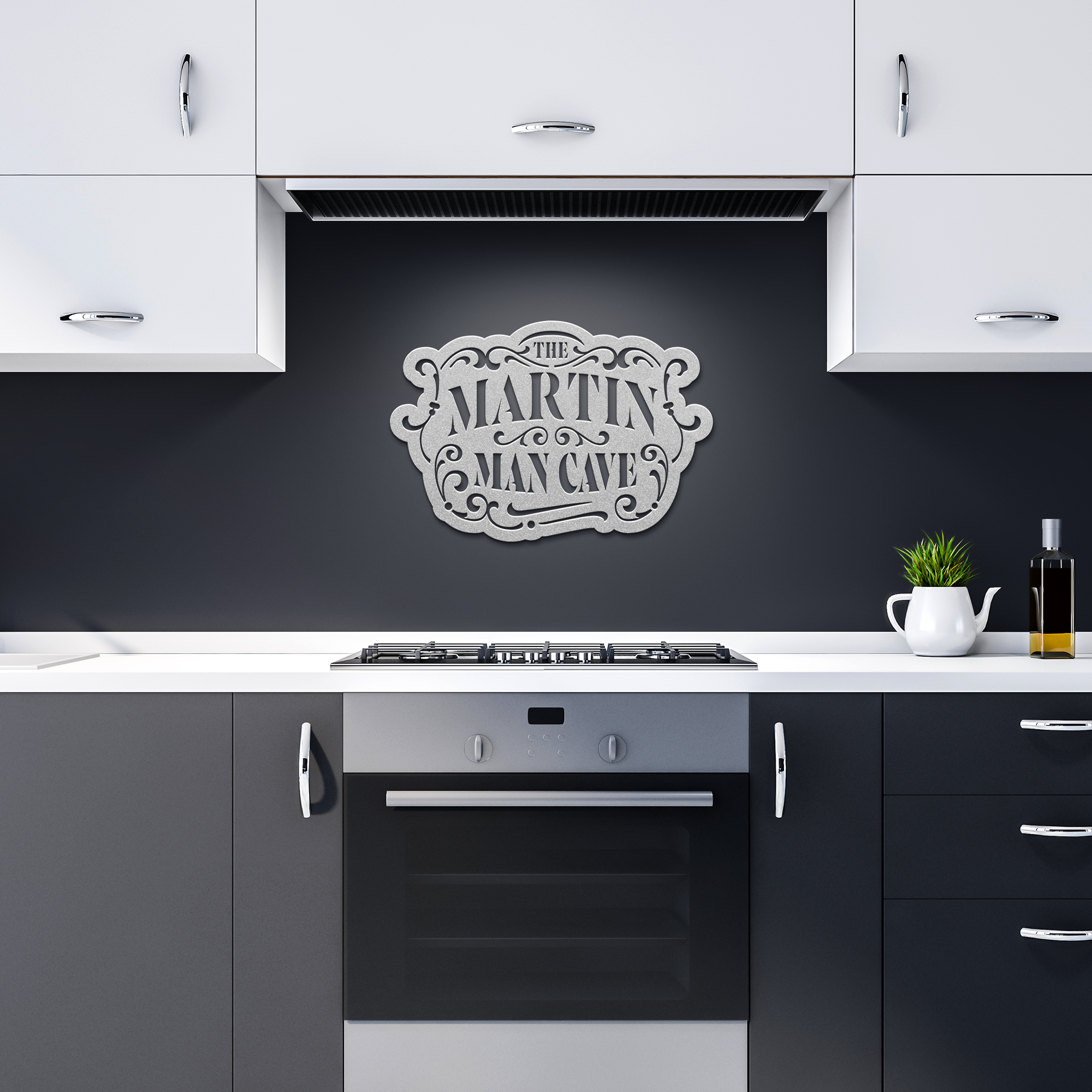 Customizable_Man_Cave_Sign_Silver_Dark_Kitchen_Mockup.png