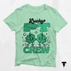 Lucky PT Crew St. Patrick's Day shirt with clover graphic, perfect nurse gift featuring fun shamrock design for festive workwear.
