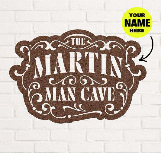 Man Cave Customizable Stenciled Metal Sign