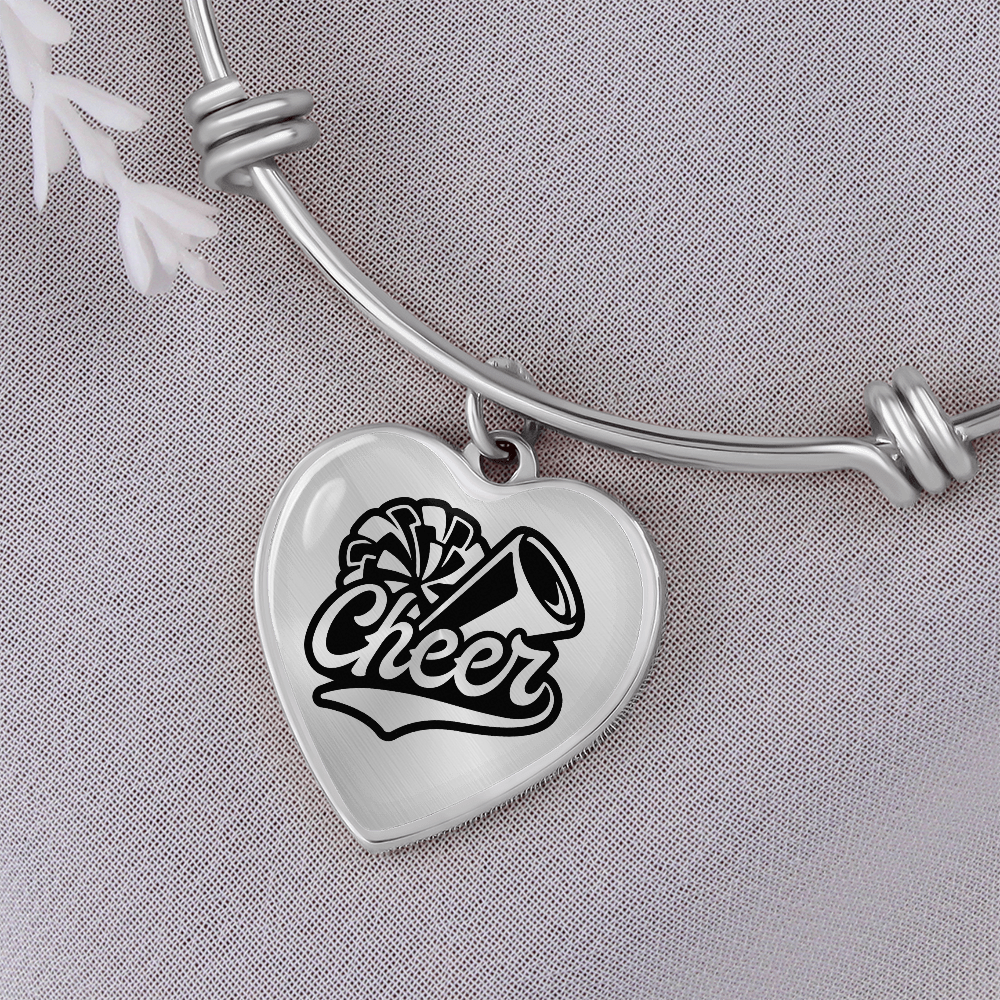 Personalized Cheerleader Heart Pendant Bangle