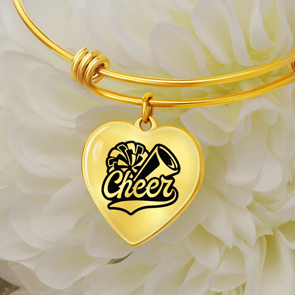 Personalized Cheerleader Heart Pendant Bangle