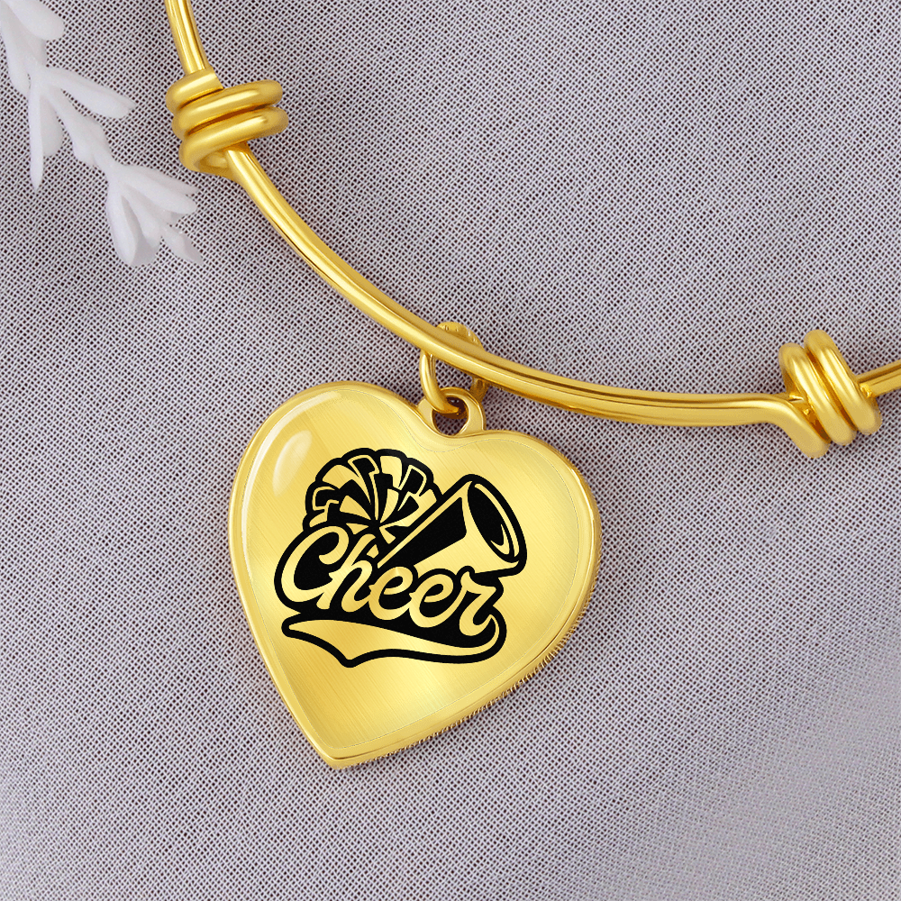 Personalized Cheerleader Heart Pendant Bangle