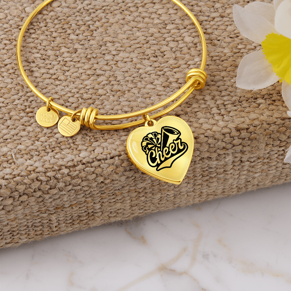 Personalized Cheerleader Heart Pendant Bangle