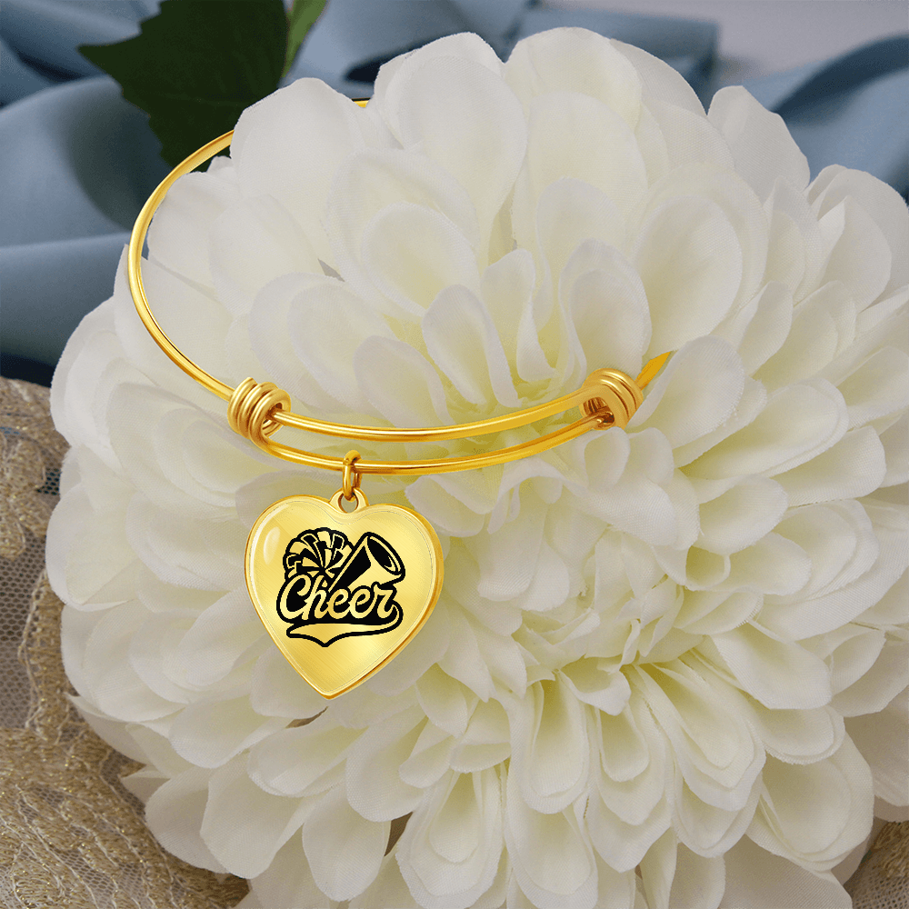 Personalized Cheerleader Heart Pendant Bangle
