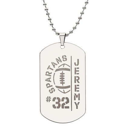 Personalized Football Player Dog Tag with Engraved Message