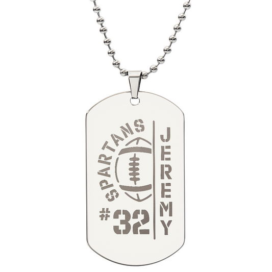 Personalized Football Player Dog Tag with Engraved Message