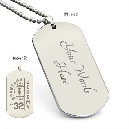 Personalized Football Player Dog Tag with Engraved Message