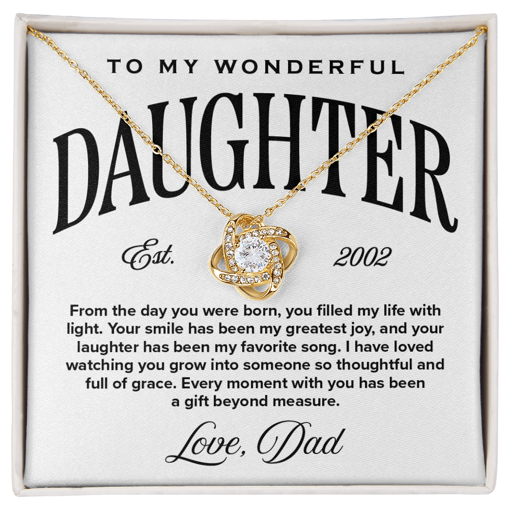 Love Knot Pendant Necklace, From Dad to Daughter, Full of Grace