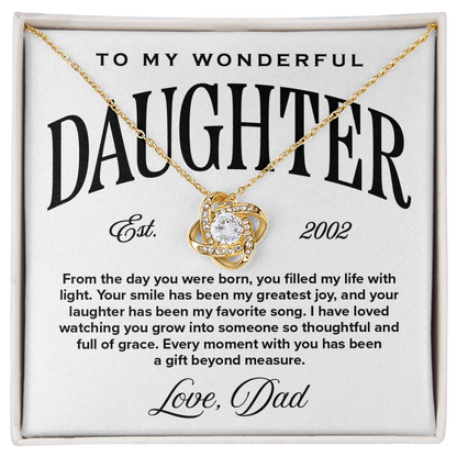 Love Knot Pendant Necklace, From Dad to Daughter, Full of Grace