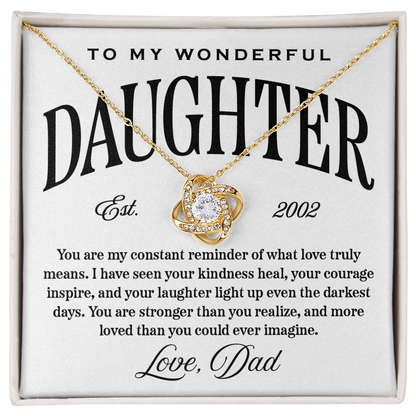 Halo Pendant Necklace, For Dad To Daughter, Kindness, Courage, and Laughter
