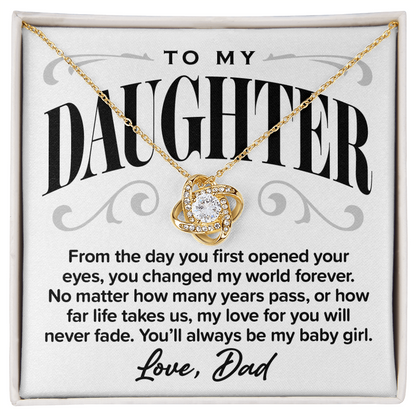 Love Knot Necklace, From Dad To Daughter, My Love Will Never Fade