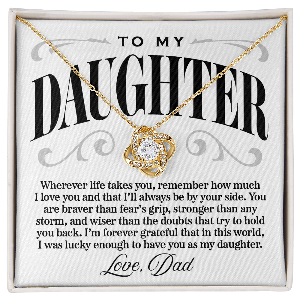 Halo Pendant Necklace, From Dad to Daughter, Stronger Than Any Storm