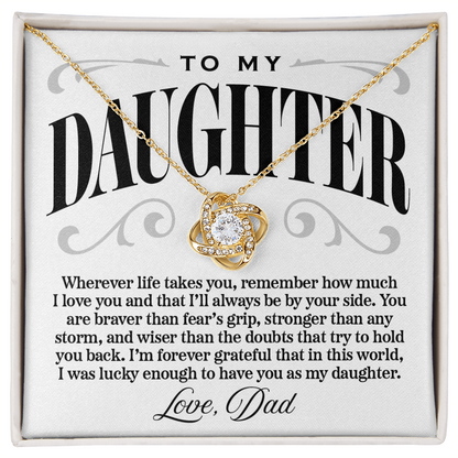 Halo Pendant Necklace, From Dad to Daughter, Stronger Than Any Storm