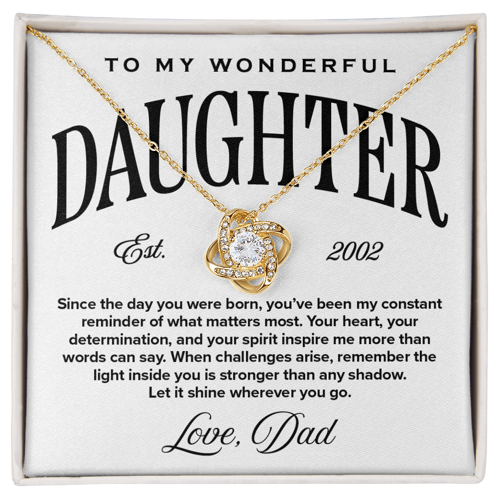Love Knot Pendant Necklace, From Dad To Daughter, Let it Shine