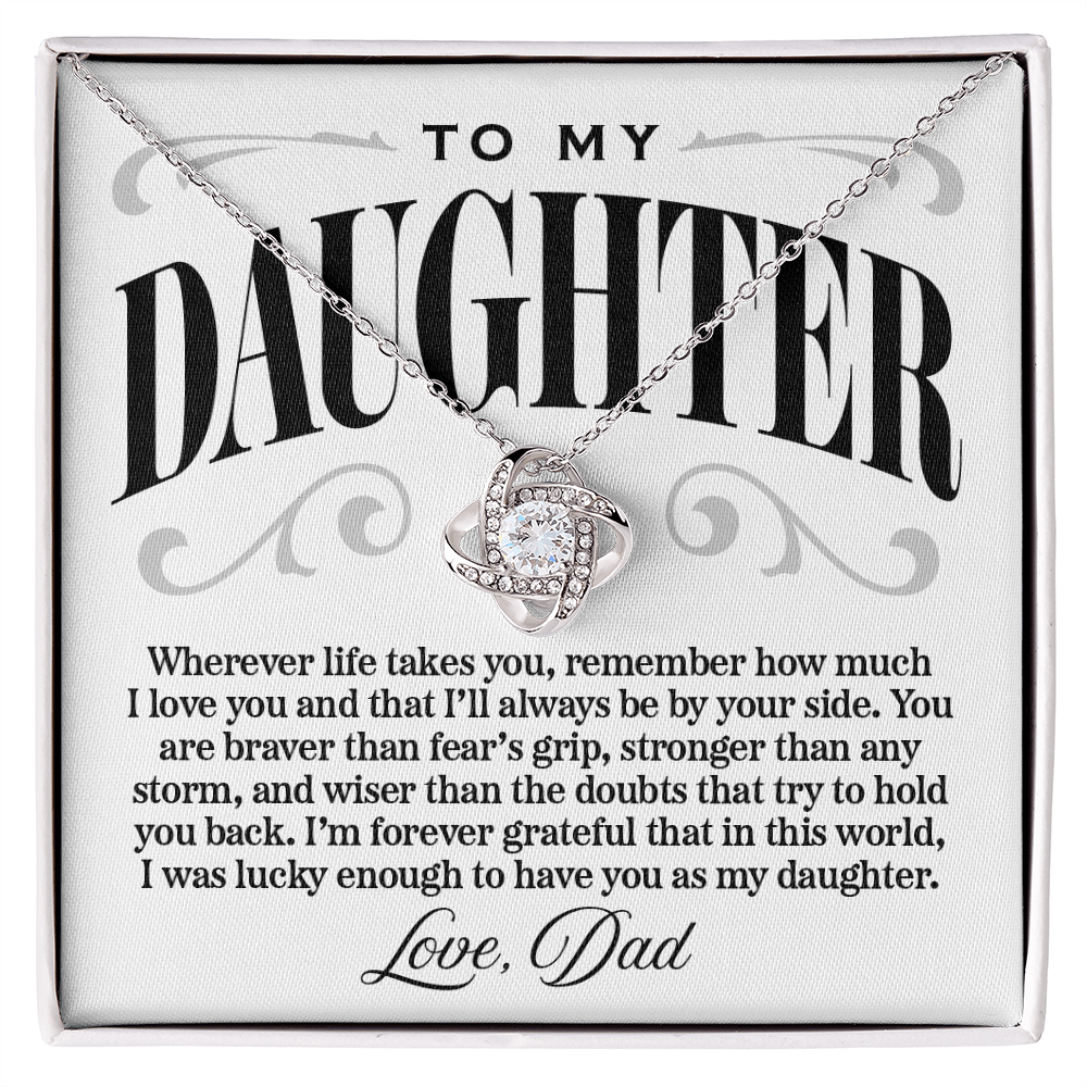 Halo Pendant Necklace, From Dad to Daughter, Stronger Than Any Storm