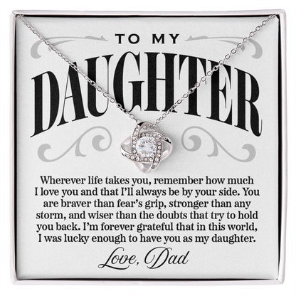 Halo Pendant Necklace, From Dad to Daughter, Stronger Than Any Storm