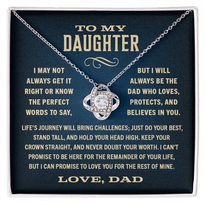 Gift For Daughter From Dad, "I Will Always Love You, Halo Pendant Necklace,