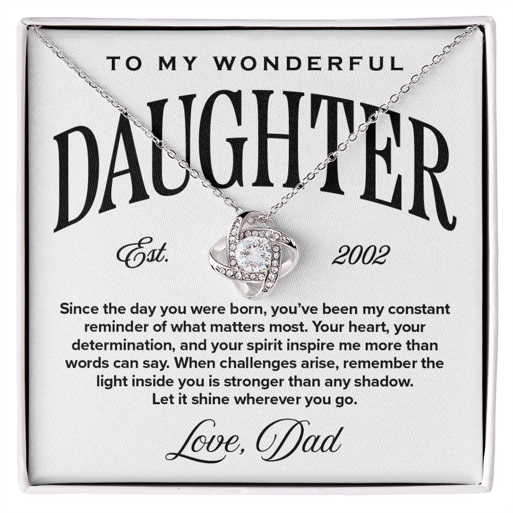 Love Knot Pendant Necklace, From Dad To Daughter, Let it Shine