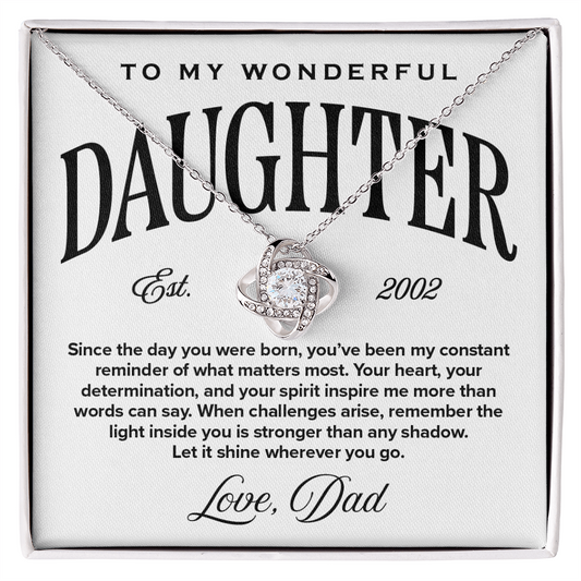 Love Knot Pendant Necklace, From Dad To Daughter, Let it Shine